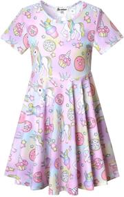 img 4 attached to 👗 Girls' Summer Swing Casual Unicorn Dresses - Short Sleeve Kids' Clothing
