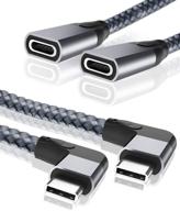 🔌 usb c угловой удлинительный кабель 3.3ft 2 шт.: 90-градусный тип c 3.1 gen2 10gbps женский-мужской удлинительный кабель для macbook pro, ipad, iphone 12 - угловая форма thunderbolt 3. логотип