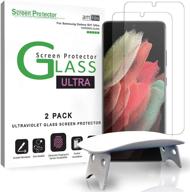 📱 (2-pack) amfilm 3d изогнутое закаленное стекло для защиты экрана galaxy s21 ultra 5g 6,8 дюйма - полностью совместимо с ультразвуковым сканером отпечатков пальцев - покрытие ультрафиолетовым гелем логотип