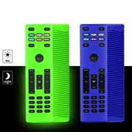 2-pack vizio xrt136 smart tv remote protective case - shockproof silicone cover for vizio remote xrt136 - washable & anti-lost with remote loop (blue+glow green) logo