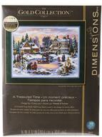 🎄 dimensions gold collection christmas cross stitch kit - treasured time, 16 count dove grey aida fabric, 16'' x 12'' logo