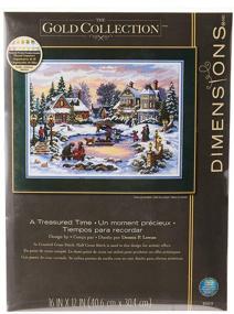 img 2 attached to 🎄 Dimensions Gold Collection Christmas Cross Stitch Kit - Treasured Time, 16 Count Dove Grey Aida Fabric, 16'' x 12''