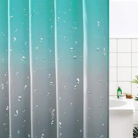 img 1 attached to 🚿 KGORGE Waterproof Shower Curtain Liner - Stylish Teal and Grey Boho Gradient Color Design, Ideal for Bathroom, Tub, Camper or Loft Décor - 72 x 72 inch with Hooks