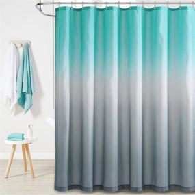 img 4 attached to 🚿 KGORGE Waterproof Shower Curtain Liner - Stylish Teal and Grey Boho Gradient Color Design, Ideal for Bathroom, Tub, Camper or Loft Décor - 72 x 72 inch with Hooks