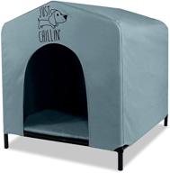 🐶 floppy dawg just chillin’ portable dog house: elevated pet shelter for indoor and outdoor use - water resistant oxford fabric. easy assembly & lightweight! логотип