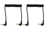 🎧 mini skater 3.5mm coiled audio cable: 90 degree male to male headphone cable - stereo aux audio extension coiled cord, 2pcs logo