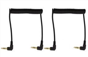 img 2 attached to 🎧 Mini Skater 3.5mm Coiled Audio Cable: 90 Degree Male to Male Headphone Cable - Stereo Aux Audio Extension Coiled Cord, 2PCS