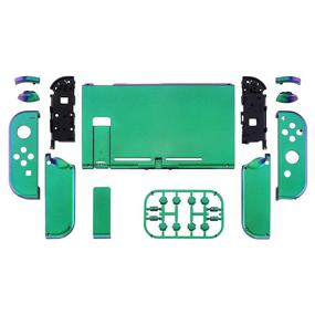 img 3 attached to 🎮 eXtremeRate Glossy Chameleon Green Purple Back Plate for Nintendo Switch Console, NS Joycon Handheld Controller Housing with Full Set Buttons, DIY Replacement Shell for Nintendo Switch