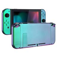 🎮 extremerate glossy chameleon green purple back plate for nintendo switch console, ns joycon handheld controller housing with full set buttons, diy replacement shell for nintendo switch logo