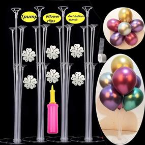 img 4 attached to Clear Balloon Stand Kit - 4 Sets with 7 Sticks, 7 Cups, 1 Base Table Desktop Holder + 1 Pump | Ideal Balloon Decoration for Birthday Party, Wedding, and Events