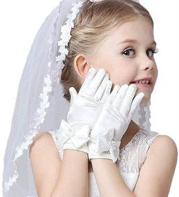 img 4 attached to First Communion Girl's Veil in White, First Holy Communion Veils and Matching Gloves for Girls...