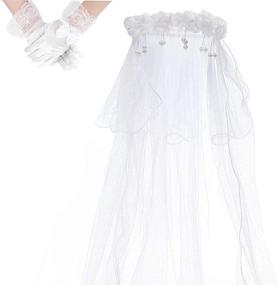 img 1 attached to First Communion Girl's Veil in White, First Holy Communion Veils and Matching Gloves for Girls...