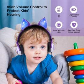img 3 attached to 🎧 Barsone Kids Headphones Cat Ear for Girls - School Supplies Gifts, Wired Light Up Foldable Adjustable Kids Purple Headphones - Safe 85dB Volume Limited, Over Ear Headset for Travel & Birthday