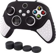 chin fai silicone skin grip cover for xbox series x controller, anti-slip protective 🎮 case with 4 thumb grips - black and white, compatible with xbox series x/s controller logo