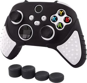img 4 attached to Chin FAI Silicone Skin Grip Cover for Xbox Series X Controller, Anti-Slip Protective 🎮 Case with 4 Thumb Grips - Black and White, Compatible with Xbox Series X/S Controller