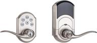 kwikset smartcode 912 z-wave plus keyless entry electronic deadbolt with tustin lever featuring smartkey security in satin nickel finish logo