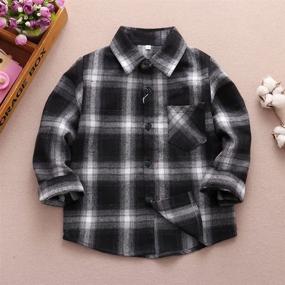 img 1 attached to 👧 Adorable Toddler Girls Casual Flannel Button Down Shirts: Buffalo Check Plaid Long Sleeve Blouses for Trendy Outfits