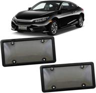 🚘 vaygway smoked car plate cover - unbreakable tinted frames with bubble design - 2 pack shields for us standard plates - includes screws - novelty protection logo