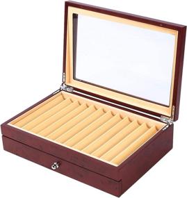 img 2 attached to 🖋️ Red Wood Pen Storage Organizer Box - 23 Slot Luxury Fountain Pen Collector Case with Lid for Shop or Home