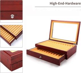 img 1 attached to 🖋️ Red Wood Pen Storage Organizer Box - 23 Slot Luxury Fountain Pen Collector Case with Lid for Shop or Home