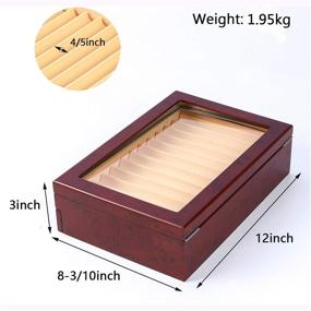 img 3 attached to 🖋️ Red Wood Pen Storage Organizer Box - 23 Slot Luxury Fountain Pen Collector Case with Lid for Shop or Home