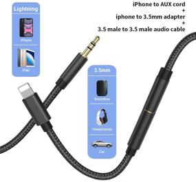 img 1 attached to 🔌 Ultimate Aux Cord for iPhone - 3.5mm Black Aux Cable Compatible with iPhone 12/12Pro/11/X/Xs/8/7 Car/Stereo/Speaker/Headphone, Supports Newest iOS Versions 11.4/12/13.1/14.1+