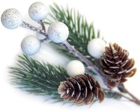 img 3 attached to 🎄 Snowy White Christmas Berry Stems with Pine Branches, Artificial Pine Cones, and White Holly Spray - Perfect for Winter Decor, Holiday Crafts, Xmas Decorations, and DIY Wreath Picks