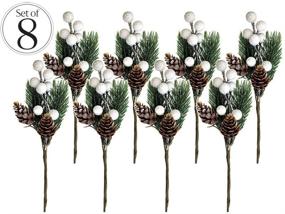 img 1 attached to 🎄 Snowy White Christmas Berry Stems with Pine Branches, Artificial Pine Cones, and White Holly Spray - Perfect for Winter Decor, Holiday Crafts, Xmas Decorations, and DIY Wreath Picks