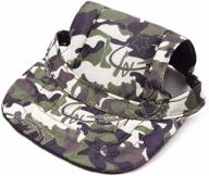 🧢 petea dog hat pet baseball cap - dogs sport hat visor cap with ear holes and chin strap for dogs and cats - available in 4 sizes, 5 colors (camouflage, size l) логотип