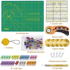 img 3 attached to 🧵 Набор резака EC VISION Rotary Cutter на 96 предметов - резак для ткани с ковриком, акриловой линейкой, резцом, сумкой для хранения и запасными лезвиями - полный комплект резака для ткани.