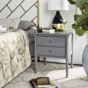 img 2 attached to 🌙 Safavieh Mina Modern Coastal Grey Bamboo Nightstand with 2 Drawers - 25 Inches