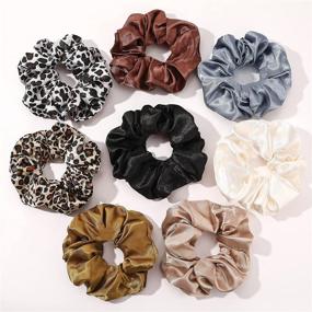 img 4 attached to Silk Satin Scrunchies Hair Ties - Pack of Neutral Scrunchy Hair Accessories for Women & Girls
