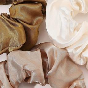 img 3 attached to Silk Satin Scrunchies Hair Ties - Pack of Neutral Scrunchy Hair Accessories for Women & Girls