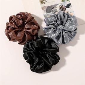 img 1 attached to Silk Satin Scrunchies Hair Ties - Pack of Neutral Scrunchy Hair Accessories for Women & Girls