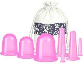 img 4 attached to 🌸 Revitalizing Cupping Therapy Set: 7Pcs Anti-Cellulite Cups for Vacuum Suction Massage, Ideal for Facial and Body Massages at Home (Pink)