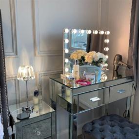 img 2 attached to 💄 Kottova Vanity Mirror - 15 Dimmable LED Bulbs, 3 Color Lights, USB Charging Port - Large Hollywood Lighted Makeup Mirror with Lights and Detachable 10x Magnification - Touch Control