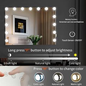 img 3 attached to 💄 Kottova Vanity Mirror - 15 Dimmable LED Bulbs, 3 Color Lights, USB Charging Port - Large Hollywood Lighted Makeup Mirror with Lights and Detachable 10x Magnification - Touch Control