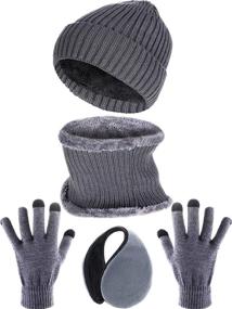 img 4 attached to 🧣 Tatuo 4-Piece Ski Warm Set: Winter Hat, Scarf, Gloves & Earmuffs for Adults and Kids