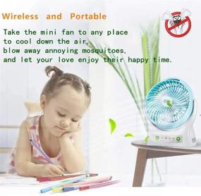 img 1 attached to 🌀 Portable USB Powered Personal Desk Fan with Strong Airflow - Cooling for Travel, Home Kitchen, and Office - 3 Speeds - Side Light - Light Green