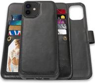 caseowl wallet case for iphone 12/12 pro - magnetic detachable slim case with 9 card slots and hand strap - 2 in 1 folio leather wallet case (black) - compatible 2020 iphone 12/12 pro 6.1 inch logo