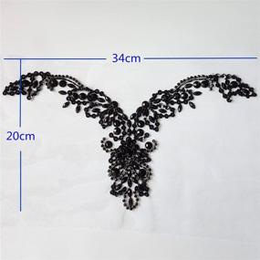 img 3 attached to 💎 Exquisite Handcrafted Beaded Sequin Bling Neckline Applique Patch in 20x34cm Size for DIY Wedding Dress Decoration - Stunning Black Rhinestone Crystal Trim