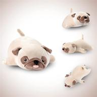 🐶 pug dog stuffed animal pillow, cute plush toy for kids, soft and huggable for sleep/play, valentines day gift for family friends - light khaki, 25.5'' logo