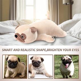 img 3 attached to 🐶 Pug Dog Stuffed Animal Pillow, Cute Plush Toy for Kids, Soft and Huggable for Sleep/Play, Valentines Day Gift for Family Friends - Light Khaki, 25.5''