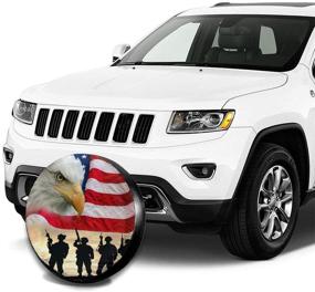 img 1 attached to 🦅 Fresquo Spare Tire Cover - Waterproof, Dust-Proof American Flag Eagle Design - Universal Wheel Tire Cover for Trailer, RV, SUV, Truck, Camper