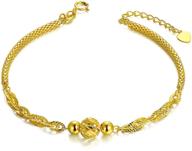 💎 women's 18k gold bracelets: delicate diamond cut ball design, italian mesh chain anniversary jewelry gift for her, wife, mom, girls logo