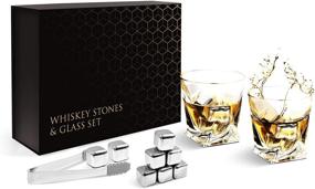 img 4 attached to Whiskey Glass Set with Stainless Steel Ice Cubes - Best Man Gifts for Wedding, Father, Husband, Son - Includes Whiskey Stones for 3x Faster Cooling - Lead Free Glasses Gift Packaging