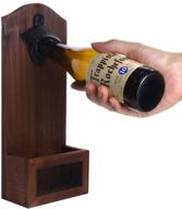 yagote beer bottle opener with cap collector - vintage wooden wall mount opener with cap catcher, ideal gift for father, friends, or beer enthusiasts. логотип