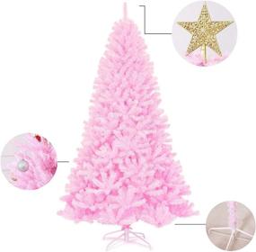 img 1 attached to 🎄 Premium Lifelike Pink Christmas Tree with Decorations and Metal Stand - 4ft, Hinged Spruce Full Tree: A Perfect arbol de Navidad!
