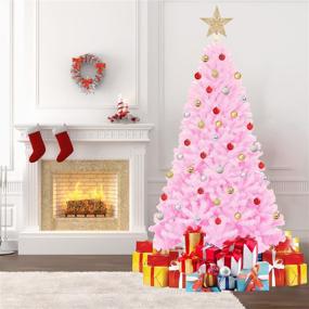img 3 attached to 🎄 Premium Lifelike Pink Christmas Tree with Decorations and Metal Stand - 4ft, Hinged Spruce Full Tree: A Perfect arbol de Navidad!