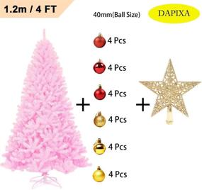 img 2 attached to 🎄 Premium Lifelike Pink Christmas Tree with Decorations and Metal Stand - 4ft, Hinged Spruce Full Tree: A Perfect arbol de Navidad!